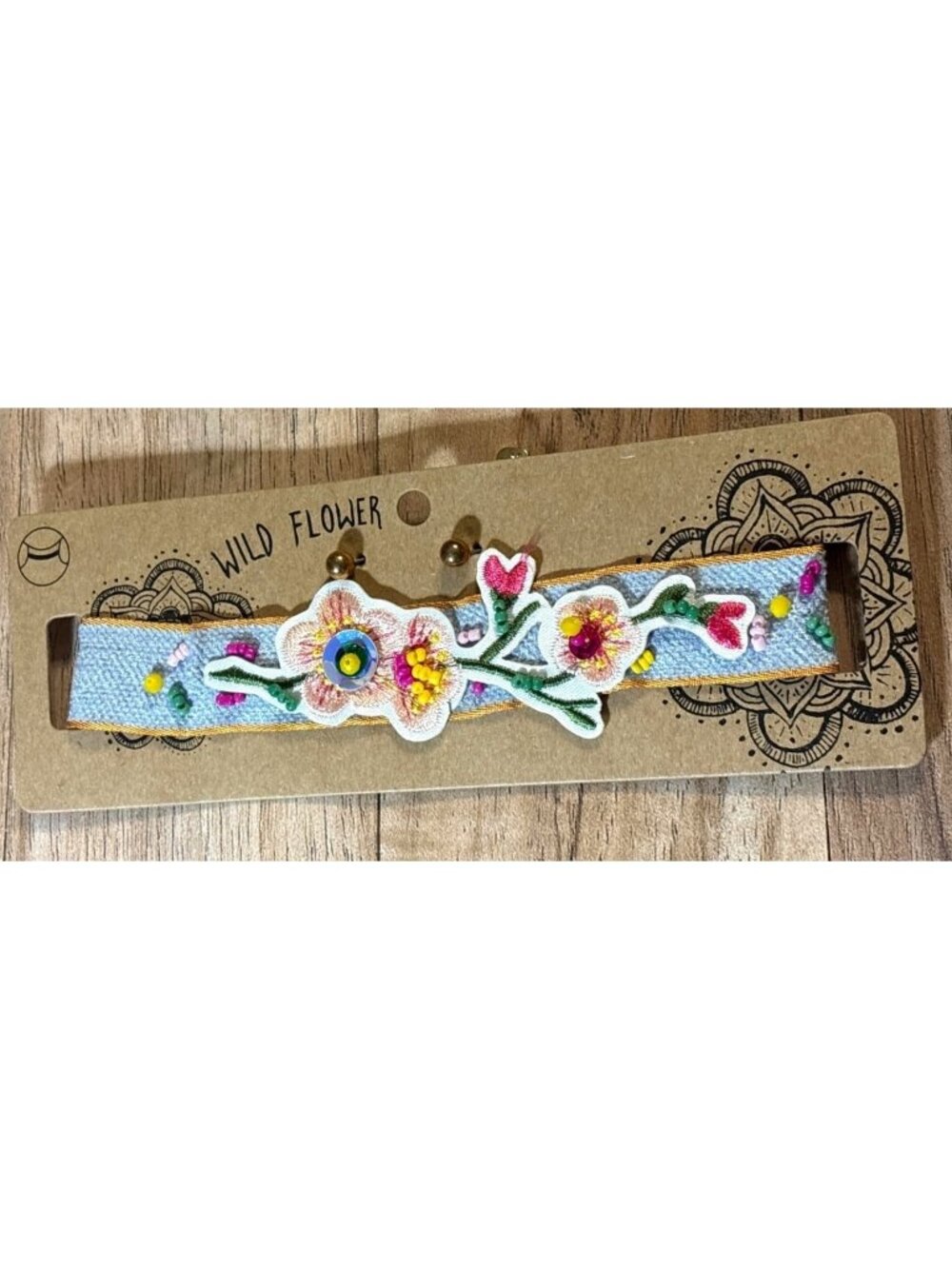 ZAD Wild Flower Boho Bead Pastel Floral Embroidered Choker Necklace Earrings Set